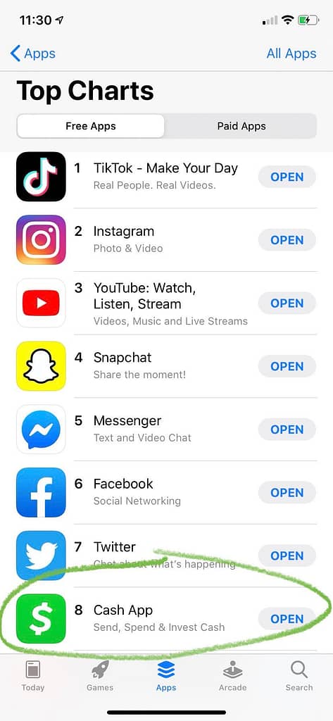 Cash App In The App Store Top Charts