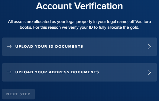 Vaultoro - Account Verification