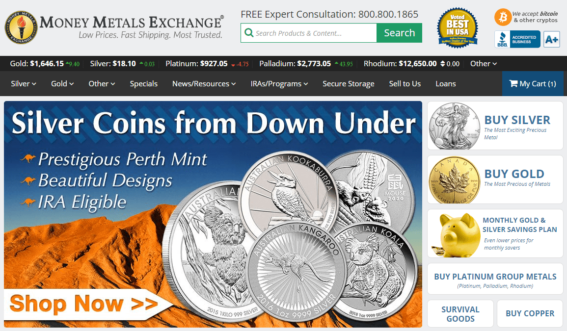 Money Metals Exchange Homepage