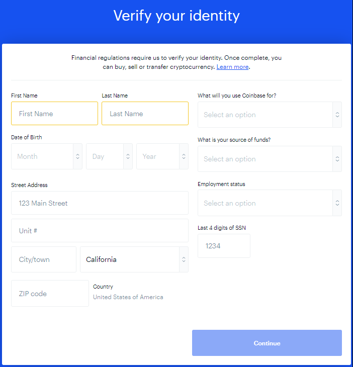 Coinbase - Verify Your Identity