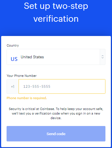 Coinbase - Set Up Two Factor Authentication